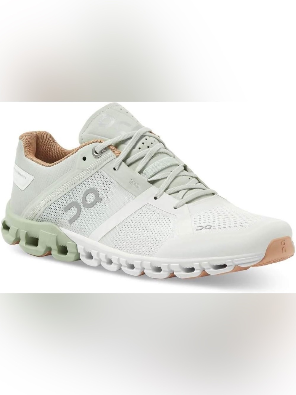 On Running Light Green Aloe and White Cloudflow Running Shoes, Size 7.5